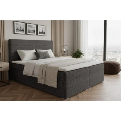 Deine Möbel 24 Boxspringbett LOFT III in Anthrazit, Liegefläche 160x200 cm – mit Bettkasten